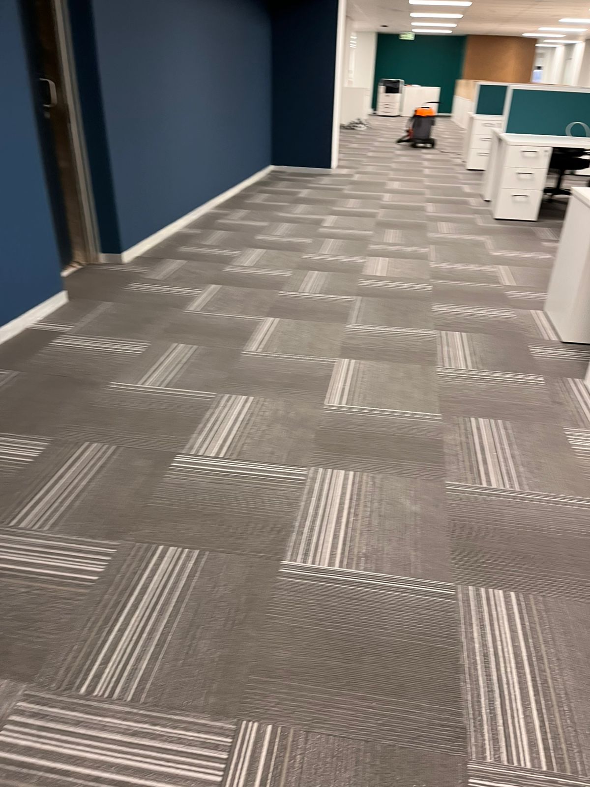 Clean empty office hallway